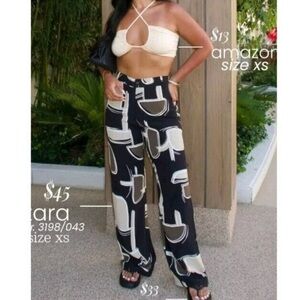 Zara Black and White Graphic Trousers